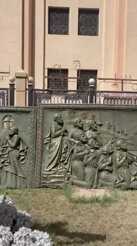 Relief panels in the church garden